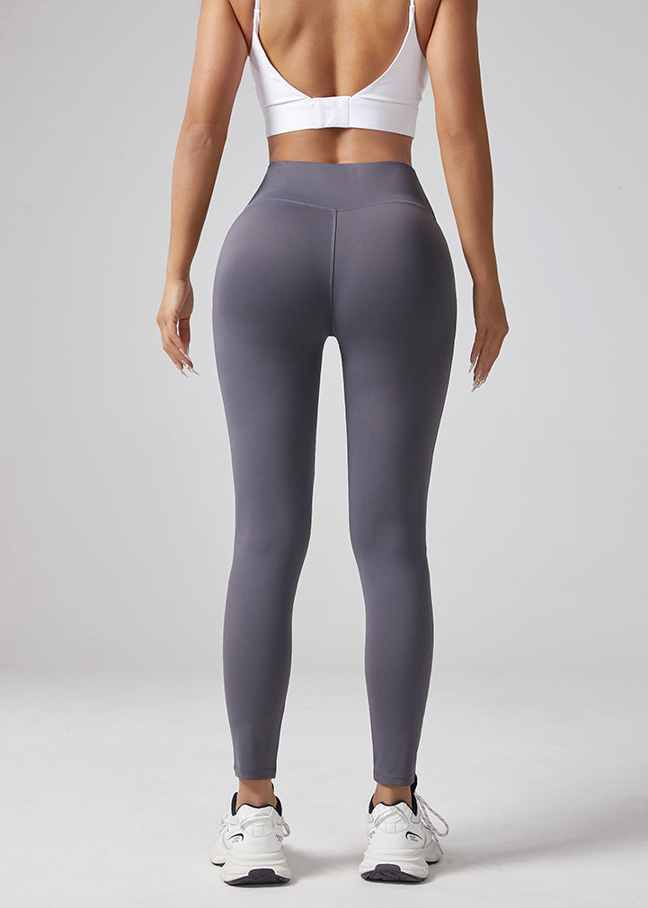 V-waist Elastic Sports Leggings, Women's Peach Hip Lifting Running Speed Drying Yoga Pants