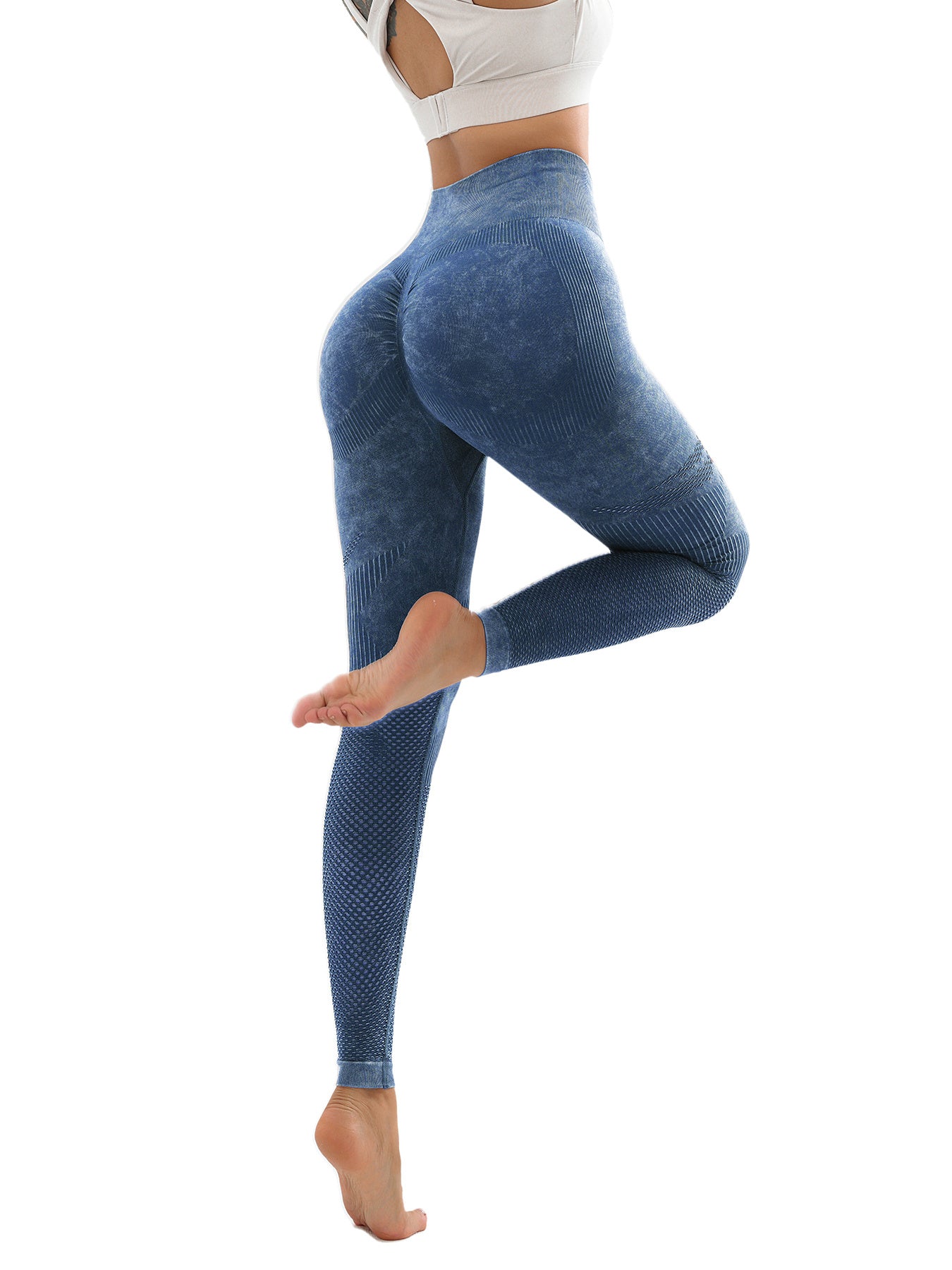 2 Pack Women's Seamless Washed Wide Waistband Sports Leggings, Women's High Waist Yoga Leggings, Textured Tummy Control Ruched Booty Tights Push Up Yoga Pants