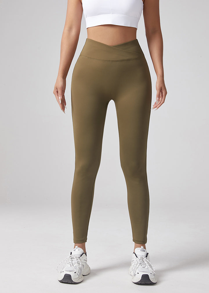 V-waist Elastic Sports Leggings, Women's Peach Hip Lifting Running Speed Drying Yoga Pants